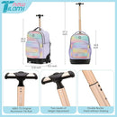 NEW TILAMI 18 inch Rolling Backpack for Kids – Waterproof, Stair-Climbing, Adjustable Handle, Variety of Colors & Patterns for School, Mood Map by TinyTreasures Baby Boutique