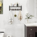 Homode Wall Hooks with Shelf, Coat Rack Wall Mount, Entryway Shelf with Hooks for Clothes, Backpack, Key, Purse - Rustic Grey by CozyNest Decor