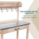 Outdoor Potting Bench Table with Metal Tabletop, Planting Table Potting Work Station with Storage Drawer and Removable Shelf Rack, Garden Potting Table for Outdoors by GreenHaven Gardens