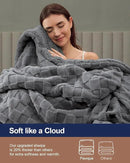 Pawque Super Soft Cozy Throw Blanket for Couch Sofa Bed - Fluffy Sherpa Fleece Reversible Thick Warm Fuzzy Blanket for All-Season, 3D Checkered Jacquard Elegant Decorative Blankets, Grey, 50" x 60" by CozyNest Decor