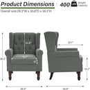 Accent Chair, Upholstered Armchair with Button Tufted High Back & Solid Wood Legs, Comfy Wingback Reading Single Sofa Chair for Small Spaces, Living Room, Bedroom (Grey, Set of 2) by CozyNest Decor