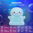 Axolotl Alarm Clock with Night Light for Kids, Rechargeable Silicone Lamp Time to Wake Clock Cute Animal Tabletop Lamp, Perfect Sleep Companion for Boys Girls, Blue by TinyTreasures Baby Boutique