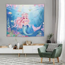 HZOHNAGO Mermaid Girls Tapestry Watercolor Mermaid Princess Pattern Printed Wall Tapestry Wall Hanging for Bedroom Living Room Dorm 60" W x 50" H by CozyNest Decor