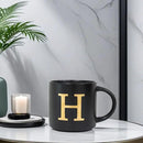 COLLECTIVE HOME - Monogram Ceramic Mugs, 15 oz Golden Initial Black Coffee Cups, Elegant Alphabet Tea Mugs, Elegant Personalized Mug with Gift Box, Unique Mug with Double Side Capital Lette (H) by CozyNest Decor