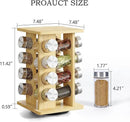 WelFurGeer Bamboo Spice Rack Organizer for Countertop, Revolving Spice Shelf with 16 Glass Jars, Lids & Labels, Desktop Rotating Seasoning Organizer for Kitchens, Space-Saving Design by CozyNest Decor