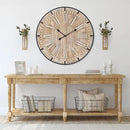 Farmhouse Wall Clock 30 Inch - Rustic Wood Metal Decor, Silent Sweep, Battery Operated for Living Room Kitchen Office, Brown by CozyNest Decor