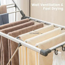 Giantex Clothes Drying Rack, 2-Layer Aluminum Foldable Laundry Drying Rack with 5-Level Adjustable Height, 21 Drying Rails, 10 Side Clips, 4 Shoe Holders, Space Saving Collapsible Laundry Drying Rack by CozyNest Decor