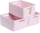Large Storage Baskets for Shelves, Closet Organizers Bins for Clothes Blanket Towels, Baby Nursery, Toy Baskets Box, Woven Rope Baskets, 17 x 13 x 7.5”, 3 Packs Light Pink by TinyTreasures Baby Boutique