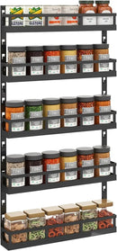 X-cosrack 5-Tier Small Wall-Mounted Spice Rack Organizer, Height-Adjustable, Space-Saving Compact Design for Kitchen Pantry Cabinet, Black by CozyNest Decor