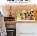 3-Tier Expandable Spice Rack, Plastic Spice Rack Organizer for Cabinet, Adjustable Length, Non-Skid Spice Shelf Organizer for Kitchen Cabinet, Countertop or Pantry, 2 Pack, White/Grey by CozyNest Decor