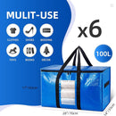 TAILI Extra Large Moving Bags, 6 Pack Blue Heavy Duty Totes For Storage with Visible Window, Wrap Around Handles, Storage Bags for Space Saving, Alternative to Moving Boxes by TinyTreasures Baby Boutique