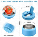Soup Thermo for Hot Food Kids 13.5oz Lunch Containers with Buckle Lid Wide Mouth Hot Food Jar Vacuum Insulated Stainless Steel Bento Box Leakproof with Spoon(Blue) by TinyTreasures Baby Boutique