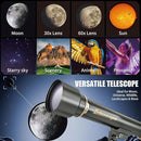Telescope for Kids& Adults with 60X/30X Lenses, Adjustable Alloy Tripod, Mobile Phone Holder, 360° Gimbal Mount for Stargazing and Nature Viewing,Suitable for Astronomy Enthusiasts by TinyTreasures Baby Boutique