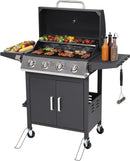 4-Burner Propane Gas Grill, Stainless Steel BBQ with 40,000 BTU, Foldable Side Shelves, Porcelain-Coated Grates, Ideal for Patio & Backyard Cooking (4 Burner) by GreenHaven Gardens