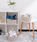 Cute Shelf Basket to Store and Organize Household Items/Baskets&Bins for Daily Storage &Organizing/Woven Rope Basket for Living Room, Playroom/Small Oval-13x8.66x5.11’’,3 Packs Light Brown by TinyTreasures Baby Boutique