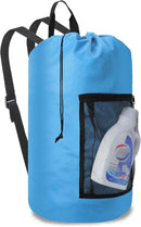 Femuar Laundry Bag Backpack Durable Laundry Bag with Shoulder Straps and Mesh Pockets Portable Laundry Dirty Clothes Hamper Bag for College Dorm (Blue) by CozyNest Decor