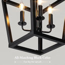 BrightHome Farmhouse Chandelier 4-Light, Black Pendant Light Fixture Ceiling Hanging for Kitchen Island Dining Room, Lantern Industrial Lighting with Metal Cage Adjustable Height for Entryway Foyer by CozyNest Decor