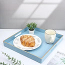 Spsyrine Light Blue Decorative Tray for Living Room, Square Modern Plastic Coffee Serving Table Tray for Ottoman Bathroom Kitchen, 13"*13". by CozyNest Decor