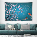 Houselerax Japanese Koi Fish Tapestry, Cherry Blossoms Asian Oriental Green Teal Flower Branch Koi Fish Carp Tapestries Wall Hanging for Bedroom Living Room Office Decor 90"x60" by CozyNest Decor