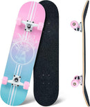 Skateboard,31 x 8 Inch Complete Skateboard, 8-Layer Maple Wood Deck Double Kick Standard Skateboards for Kids, Teens, Adult, Beginner by TinyTreasures Baby Boutique