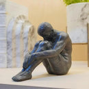 Guichifun Sitting Man Sculptures Home Decor - Resin Bronze Male Holding Arms Legs Lonely Statues Decorative Objects Outdoor Gift for Men 7.5 x 3.7 x 5.8 Inch by CozyNest Decor
