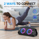 DONOW Portable Bluetooth Speaker with Lights, 30W Stereo Sound, Bass Boost, IPX5 Waterproof, 20H Playtime, Built-in Mic, Speakers Bluetooth Wireless for Home, Party, Outdoor, Travel(Black) by TinyTreasures Baby Boutique