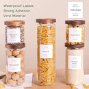 5 Set Glass Pantry Storage Jars with Acacia Airtight Lid - Thicken Glass Kitchen Canisters with 132 Pantry Labels - Clear Glass Food Storage Containers with Wood Lid for Tea,Sugar,Candy,Cookie,Pasta by CozyNest Decor