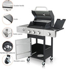 3-Burner Propane Gas Grill with Side Burner, 25,650 BTU Outdoor BBQ Grill with Stainless Steel Warming Rack, Enameled Cooking Grids, Built-in Thermometer & Foldable Side Tables with 6" Wheels by GreenHaven Gardens