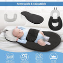 Baby Lounger,Pillow with Safety Straps, Dual-Function Removable Machine-Washable Pad, Lightweight & Portable（Gray） by TinyTreasures Baby Boutique