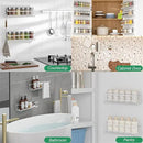 LUCYCAZ 8 Pack Wall Mounted Spice Rack with 16 Hooks, Spice Organizer Shelf for Stove Cabinet Pantry Door,Screw or Adhesive Spice Shelf Hanging Wall Spice Rack in Kitchen and RV (White, 8 PACK) by CozyNest Decor