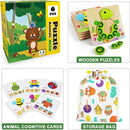 Toddler Puzzles, Wooden Jigsaw Animals Puzzles for 1 2 3 Year Old Girls Boys Toddlers, Educational Preschool Toys Gifts for Colors & Shapes Cognition Skill Learning by TinyTreasures Baby Boutique