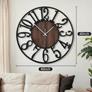 Maxstar Large Round Wall Clock for Living Room Decor Battery Operated Non Ticking Black Metal Wood Clocks for Home Living Room Garden Office Kitchen Decoration -40inch by CozyNest Decor