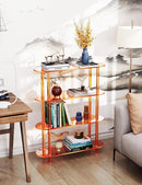 Clear Bookshelf, Acrylic Bookcase with Open Book Shelf for Office Living Room Bedroom (4 Tier Orange) by CozyNest Decor
