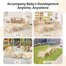 Pikler Triangle Set with Cushion, 8-in-1 Toddler Climbing Toys Indoor, Wooden Montessori Climbing Set with Arch Ramp,Ladder&Tent Cloth, Baby Indoor Climber Jungle Gyms for Toddlers Toy, Natural by TinyTreasures Baby Boutique