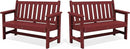 SERWALL Outdoor Bench, HDPE Outdoor Benches Weatherproof, 2-Person Garden Bench with 660 lbs Weight Capacity, Patio Benches for Outdoors, Garden, Porch, Backyard and Park, Red, 2 Pack by GreenHaven Gardens