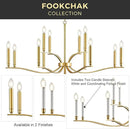 12 Light Gold Living Room Chandelier High Ceiling Foyer Candle Chandelier Large Modern Brass 44in Metal Chandeliers Hanging Light for Master Bedroom Dining Room Light Fixture Over Table by CozyNest Decor