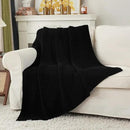 Longhui bedding Chunky Cable Knit Throw Blanket Lightweight Black 100% Organic Cotton Blanket for Sofa Couch Bed Baby Nursery, Rustic Shabby Chic Modern Farmhouse, 60” x 80” Give Laundering Bag by CozyNest Decor