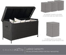 Grand patio 170 Gallon Storage Box, Dark Brown PE Wicker, Minimalist Style, Water Resistant, Flip Top, Smooth Wheels, for Patio Furniture Cushions, Garden Tools, Pool Accessories by GreenHaven Gardens