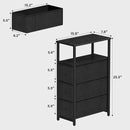 TUTOTAK Narrow Night Stand, Slim End Table, Tall Side Table with 3 Fabric Drawer, Small Bedside Table with Storage, Set of 2, for Living Room, Bedroom, Black TB01BK072 by CozyNest Decor