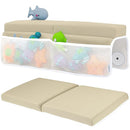 Comfortable Baby Bath Kneeler and Elbow Rest Pad Set – Thick Memory Foam Bath Kneeling Pad with Elbow Support – Baby Bathtub Cushion with Toy Organizer for Bathing Infant or Toddler - Beige by TinyTreasures Baby Boutique