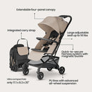 Mompush Velo Lightweight Travel Stroller – One-Hand Fold, Ultra-Compact & Airplane Friendly, Lie-Flat Recline Seat (from Birth to 50 lbs), Includes Cup Holder, Shoulder Strap, and Leather Bumper Bar by TinyTreasures Baby Boutique