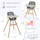 BABY JOY Baby High Chair, 3-in-1 Convertible Wooden Highchair for Babies & Toddlers, Infant Feeding Chair w/ 5-Point Safety Harness, Footrest, Adjustable Legs, Removable Tray & PU Cushion (Dark Gray) by TinyTreasures Baby Boutique