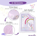 Wowelife Unicorn Crib Bedding Set 3 Pieces Baby Girl Crib Bed Set Crib Comforter Set for Girls Nursery Bedding Set Purple Include Baby Comforter, Skirt and Sheet, Purple by TinyTreasures Baby Boutique