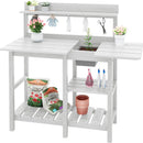 SERWALL Potting Table for Outside All Weather Use- White by GreenHaven Gardens
