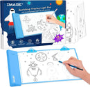 IMAGE Light Up Tracing Pad Blue Drawing Tablet Coloring Board for Kids Children Gift for Boys Girls (Includes 10 Traceable Sheets and Two Clips) by TinyTreasures Baby Boutique