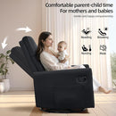 Swivel Rocker Recliner Chair, Upholstered Fabric Nursery Rocking Glider Chair with Adjustable Backrest and Footrest, Lay Flat Recliner Single Lazy Sofa for Living Room, Black by TinyTreasures Baby Boutique
