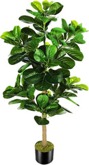 5ft Artificial Fiddle Leaf Fig Tree (60in) with Plastic Nursery Pot Faux Tree, Ficus Lyrata Fake Plant for Office House Farmhouse Living Room Home Decor (Indoor/Outdoor) by CozyNest Decor