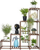XXXFLOWER Plant Stand Indoor Outdoor Wood Plant Shelf for Multiple Plants ，Large Plant Rack for Window Garden Balcony Patio Porch Living Room (Brown-8 Potted) by GreenHaven Gardens