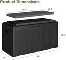 JUMMICO 100 Gallon Resin Deck Box with Cushion, Waterproof Outdoor Storage Box with Lockable Lid for Garden Tools, Patio Cushions (Black) by CozyNest Decor