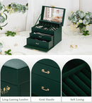 Jewelry Box with Lock for Girls: Jewelry Organizer for Dresser - 3-Drawer Earrings Storage Girls Women Gift (Dark Green) by TinyTreasures Baby Boutique